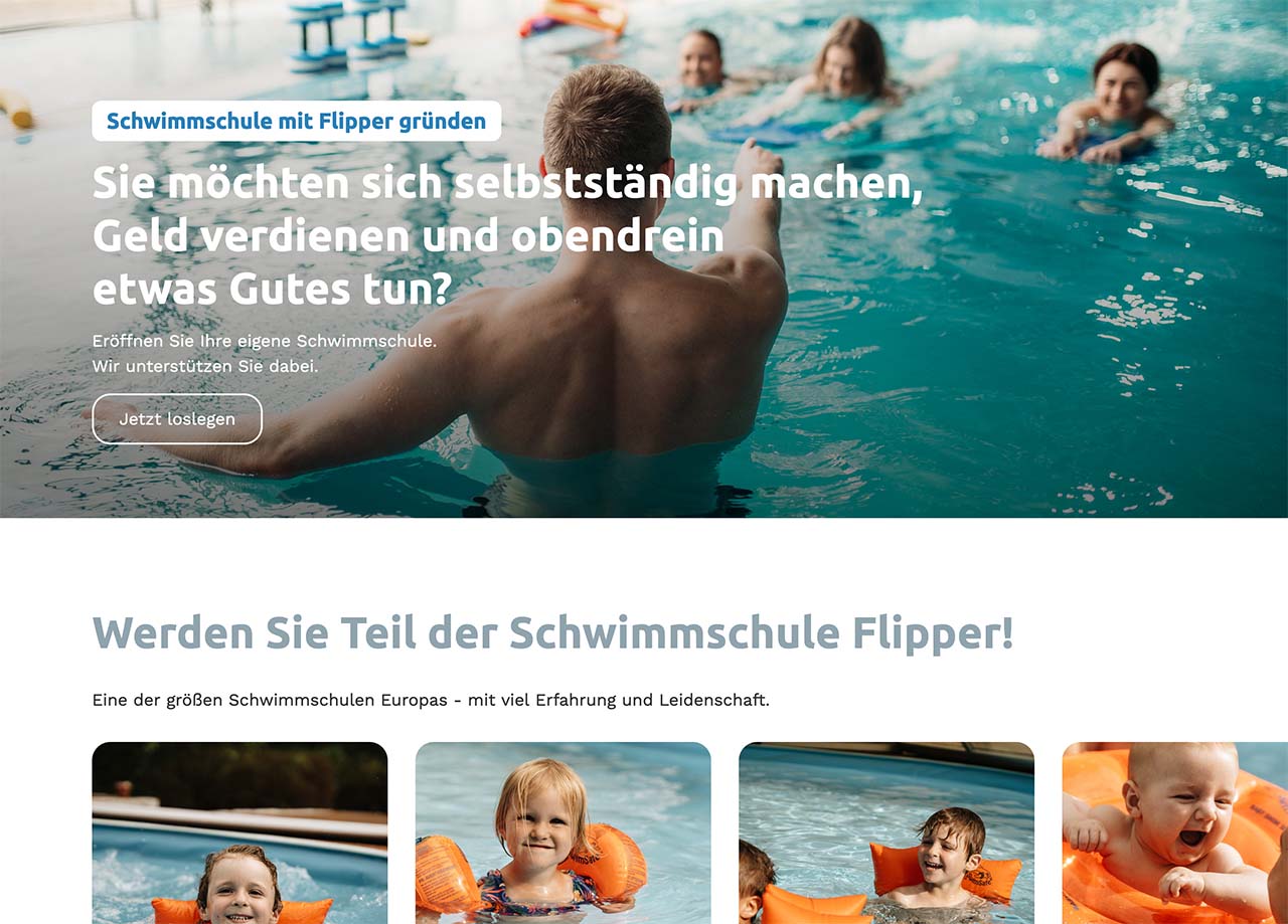 Webseite für die Schwimmschule Flipper