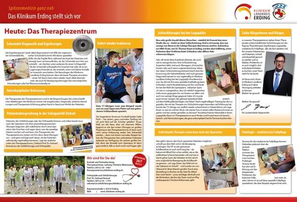Zweiseitige Werbung Printanzeige für das Klinikum Erding