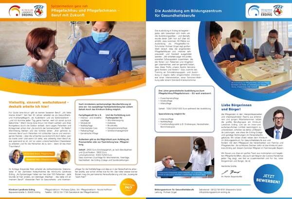 Zweiseitige Werbung Printanzeige für das Klinikum Erding