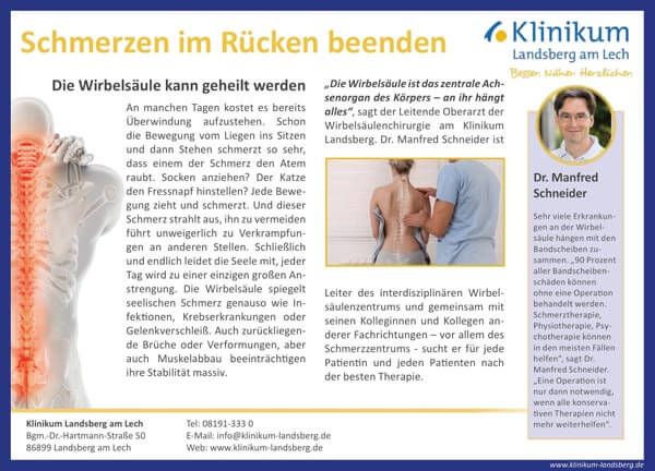 Halbseitige Werbung Printanzeige für das Klinikum Landsberg